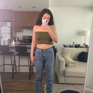 Shein Olive Green Bungee Tube Top